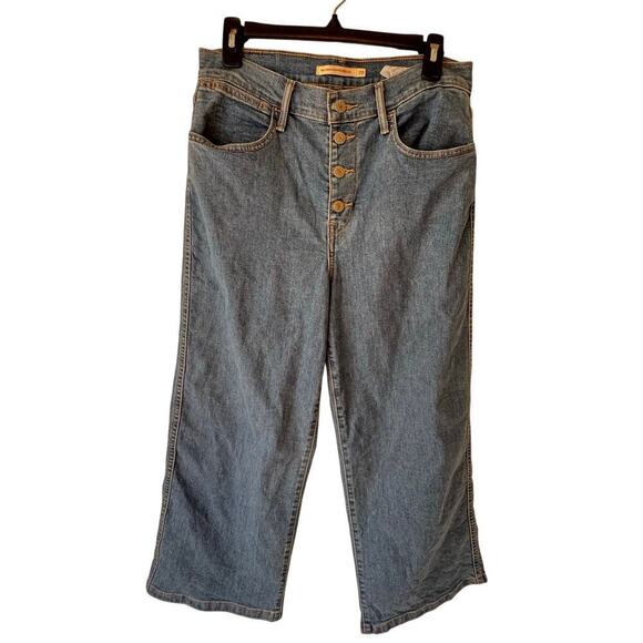 Levis Womens Mile High Cropped Wide Leg Jeans W 29 Button Fly Fisherman Sailor - Picture 2 of 15